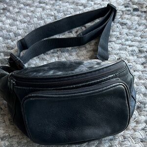 Classic Black Leather Belt Bag